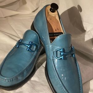 Salvatore Ferragamo blue patent loafers